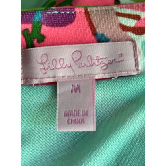 Lilly Pulitzer Briella Pink In The Vias Fit & Flare V-Neck Dress Sz M Tropical - Picture 11 of 13